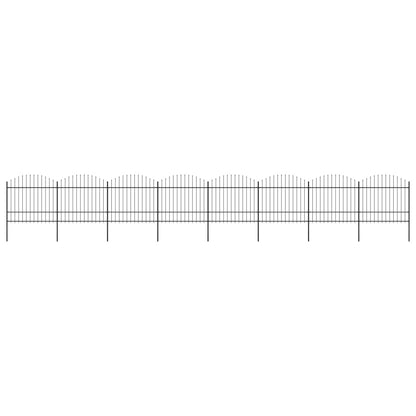 vidaXL Clôture de jardin à dessus en lance Acier (1,5-1,75)x13,6m Noir