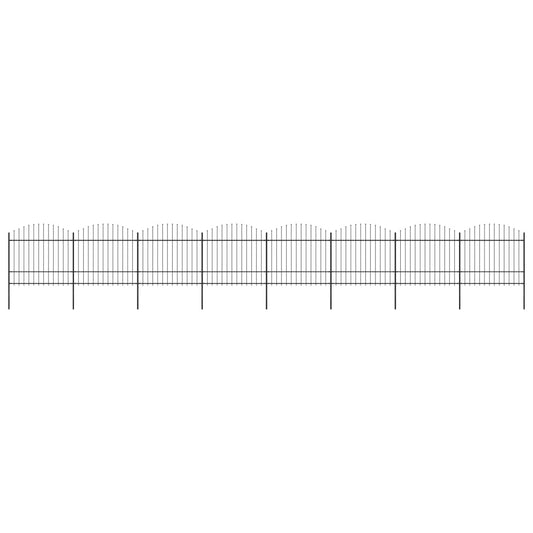 vidaXL Clôture de jardin à dessus en lance Acier (1,5-1,75)x13,6m Noir