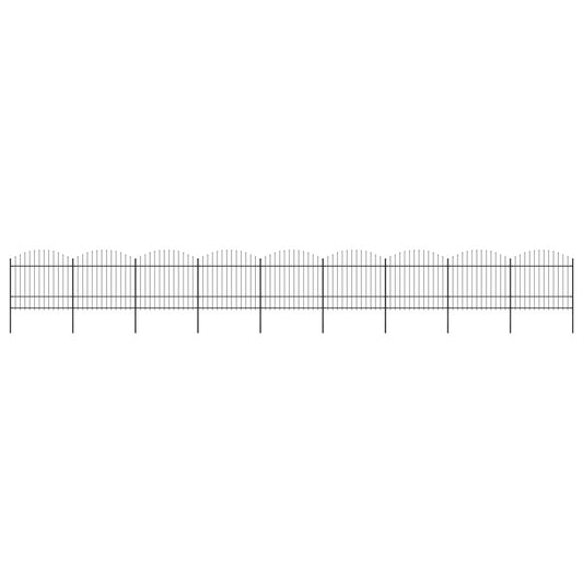 vidaXL Clôture de jardin à dessus en lance Acier (1,5-1,75)x15,3m Noir