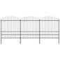 vidaXL Clôture de jardin à dessus en lance Acier (1,75-2)x5,1 m Noir