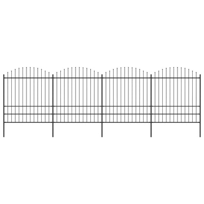 vidaXL Clôture de jardin à dessus en lance Acier (1,75-2)x6,8 m Noir