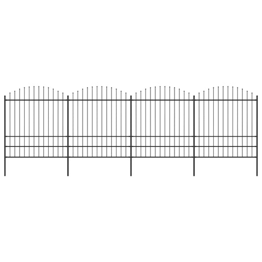 vidaXL Clôture de jardin à dessus en lance Acier (1,75-2)x6,8 m Noir