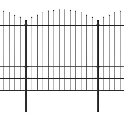 vidaXL Clôture de jardin à dessus en lance Acier (1,75-2)x6,8 m Noir