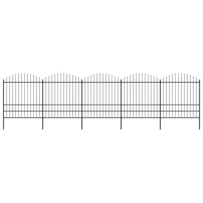 vidaXL Clôture de jardin à dessus en lance Acier (1,75-2)x8,5 m Noir