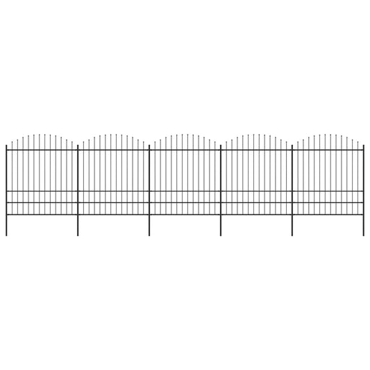 vidaXL Clôture de jardin à dessus en lance Acier (1,75-2)x8,5 m Noir