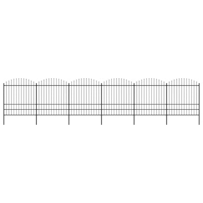 vidaXL Clôture de jardin à dessus en lance Acier (1,75-2)x10,2 m Noir