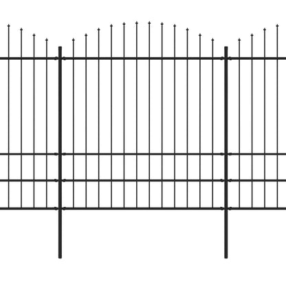 vidaXL Clôture de jardin à dessus en lance Acier (1,75-2)x10,2 m Noir
