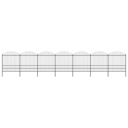 vidaXL Clôture de jardin à dessus en lance Acier (1,75-2)x11,9 m Noir