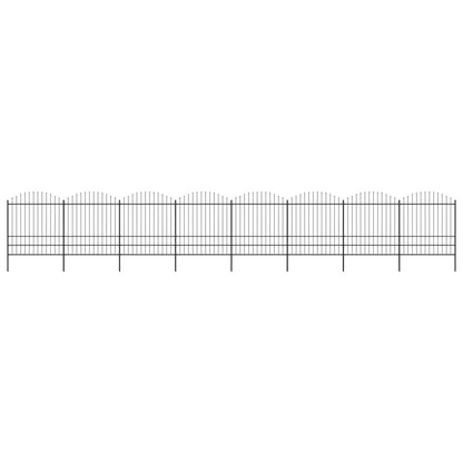 vidaXL Clôture de jardin à dessus en lance Acier (1,75-2)x13,6 m Noir