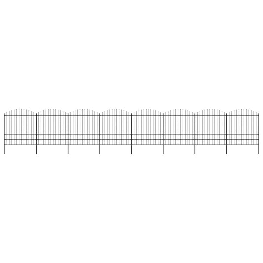 vidaXL Clôture de jardin à dessus en lance Acier (1,75-2)x13,6 m Noir