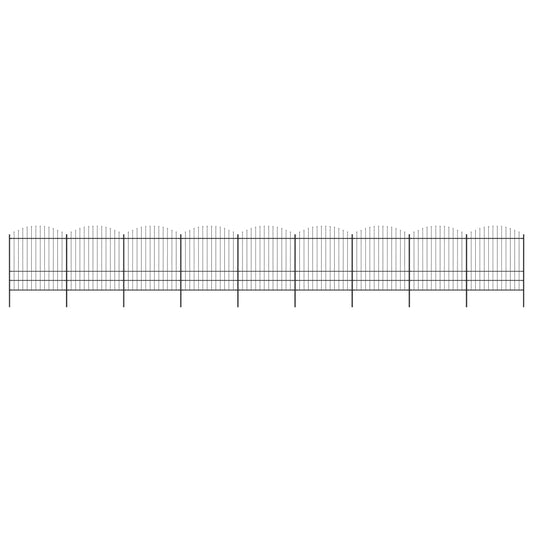 vidaXL Clôture de jardin à dessus en lance Acier (1,75-2)x15,3 m Noir