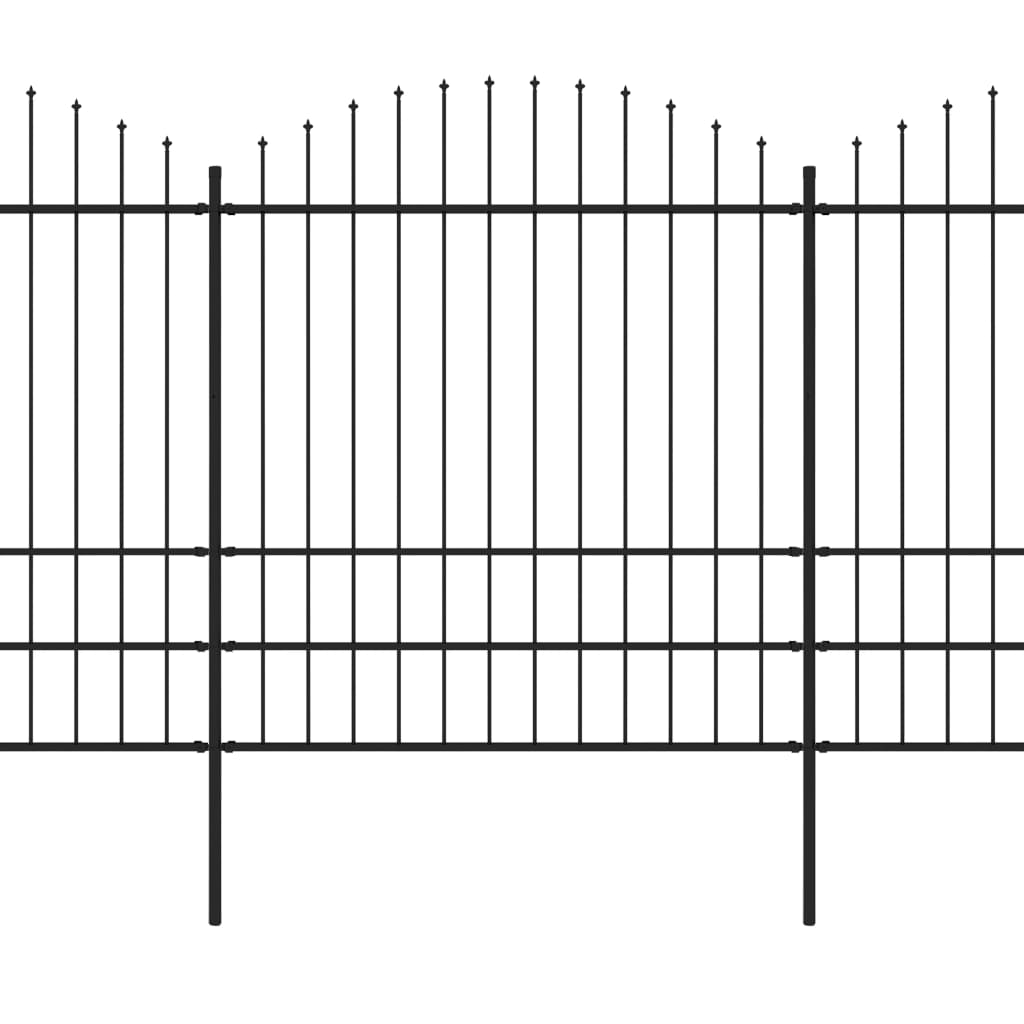 vidaXL Clôture de jardin à dessus en lance Acier (1,75-2)x15,3 m Noir