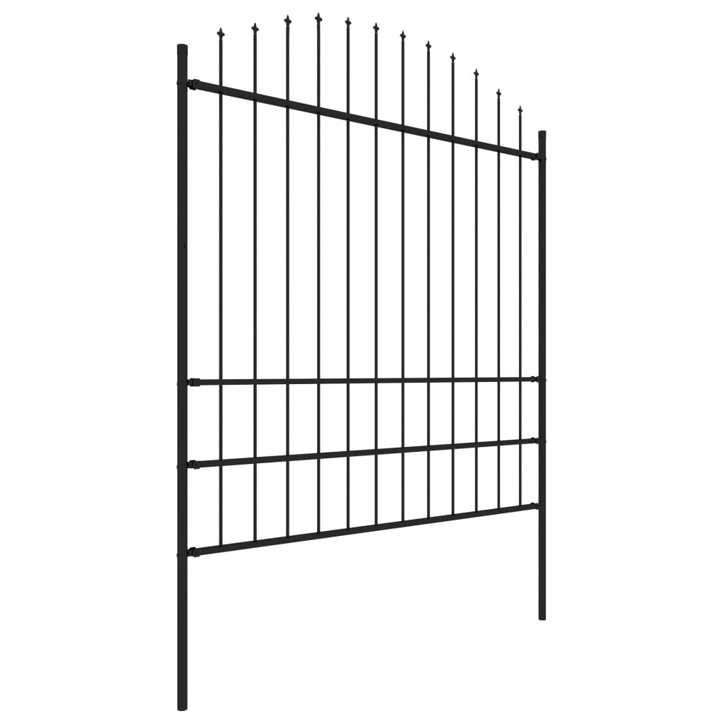 vidaXL Clôture de jardin à dessus en lance Acier (1,75-2)x15,3 m Noir