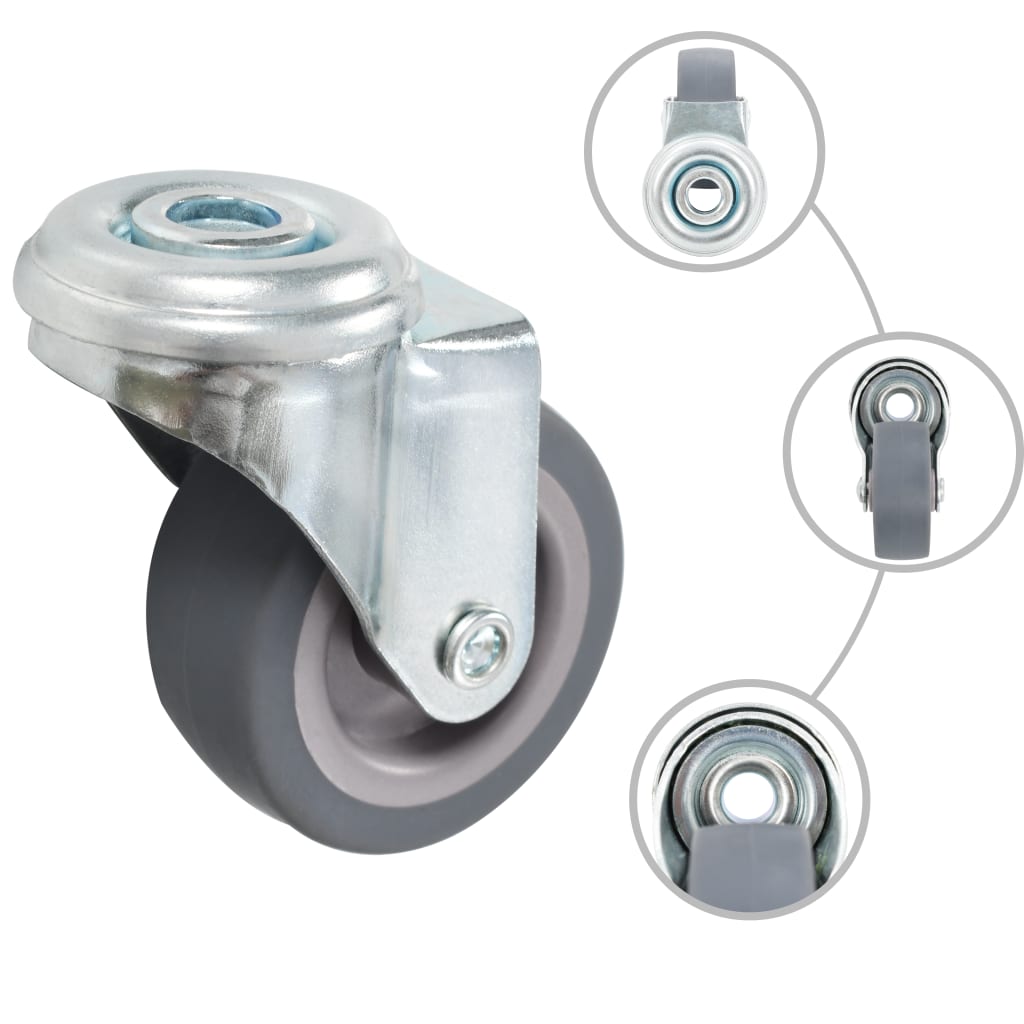 vidaXL 8 pcs Roulettes pivotantes à trou de boulon 50 mm