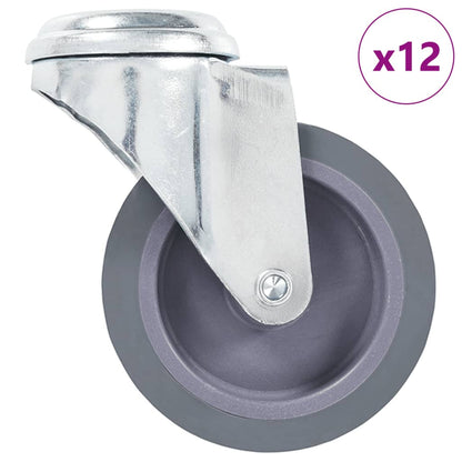 vidaXL 12 pcs Roulettes pivotantes à trou de boulon 75 mm