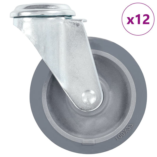vidaXL 12 pcs Roulettes pivotantes à trou de boulon 100 mm