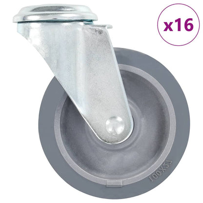 vidaXL 16 pcs Roulettes pivotantes à trou de boulon 100 mm