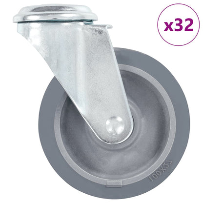 vidaXL 32 pcs Roulettes pivotantes à trou de boulon 100 mm