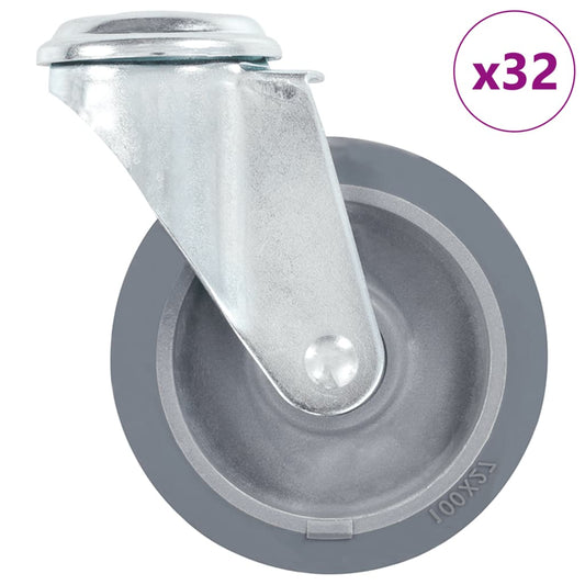 vidaXL 32 pcs Roulettes pivotantes à trou de boulon 100 mm