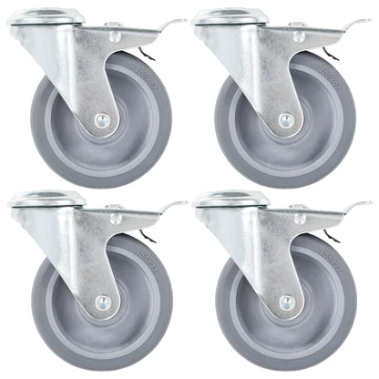 vidaXL 8 pcs Roulettes pivotantes à trou de boulon 100 mm