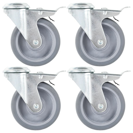 vidaXL 8 pcs Roulettes pivotantes à trou de boulon 100 mm