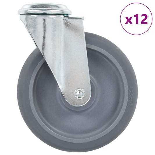 vidaXL 12 pcs Roulettes pivotantes à trou de boulon 125 mm