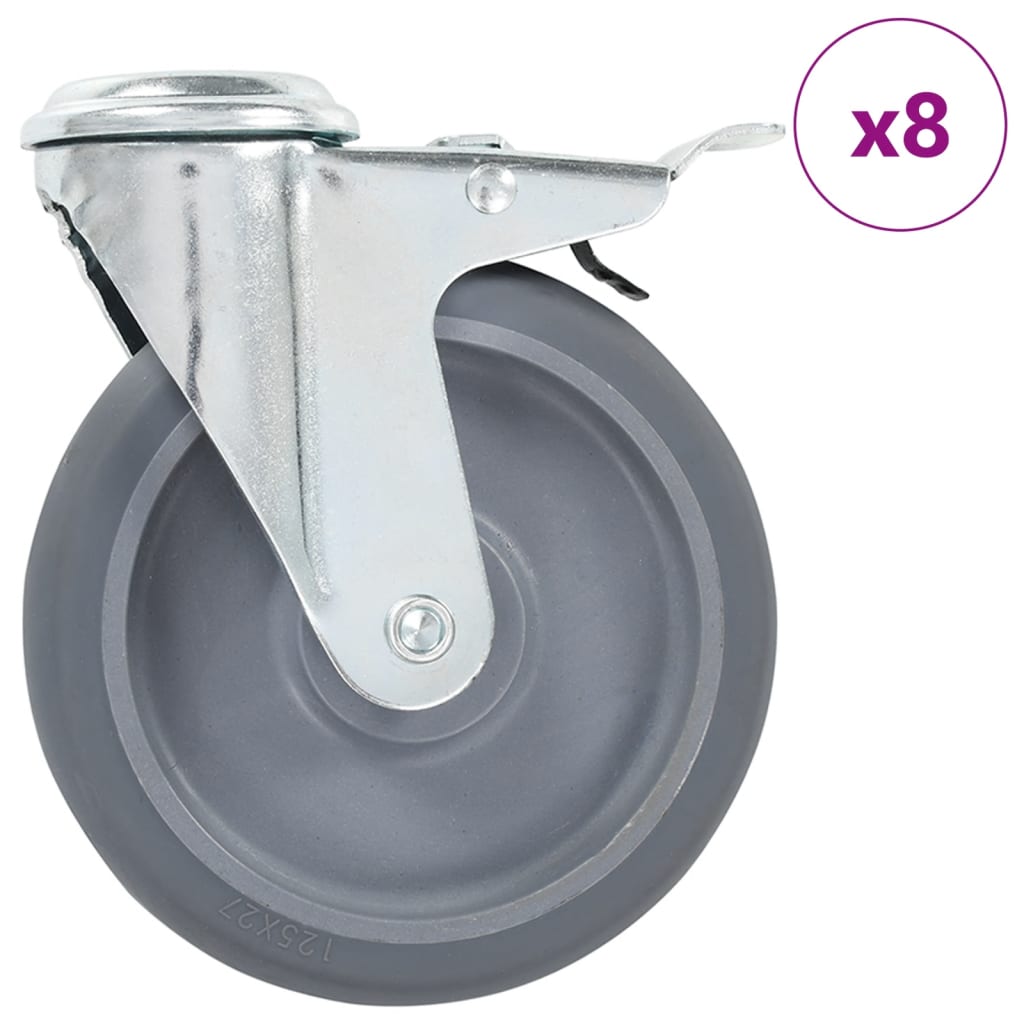 vidaXL 8 pcs Roulettes pivotantes à trou de boulon 125 mm