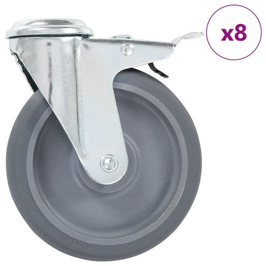 vidaXL 8 pcs Roulettes pivotantes à trou de boulon 125 mm