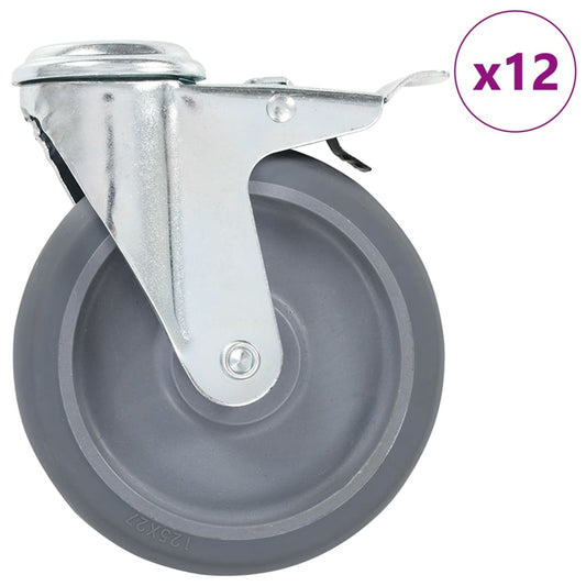vidaXL 12 pcs Roulettes pivotantes à trou de boulon 125 mm