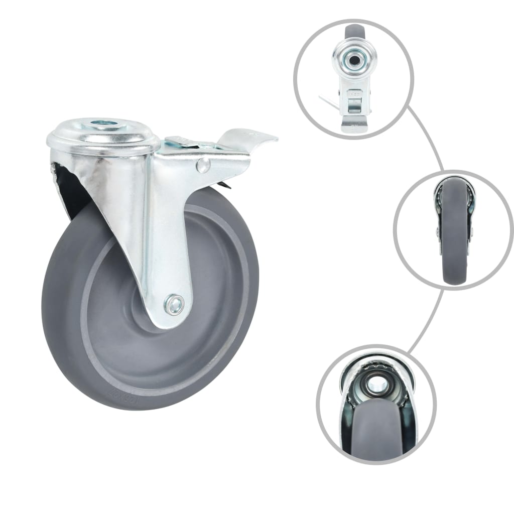 vidaXL 12 pcs Roulettes pivotantes à trou de boulon 125 mm