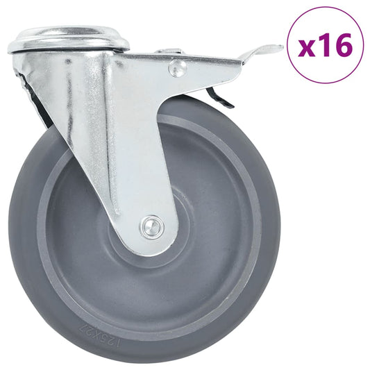vidaXL 16 pcs Roulettes pivotantes à trou de boulon 125 mm