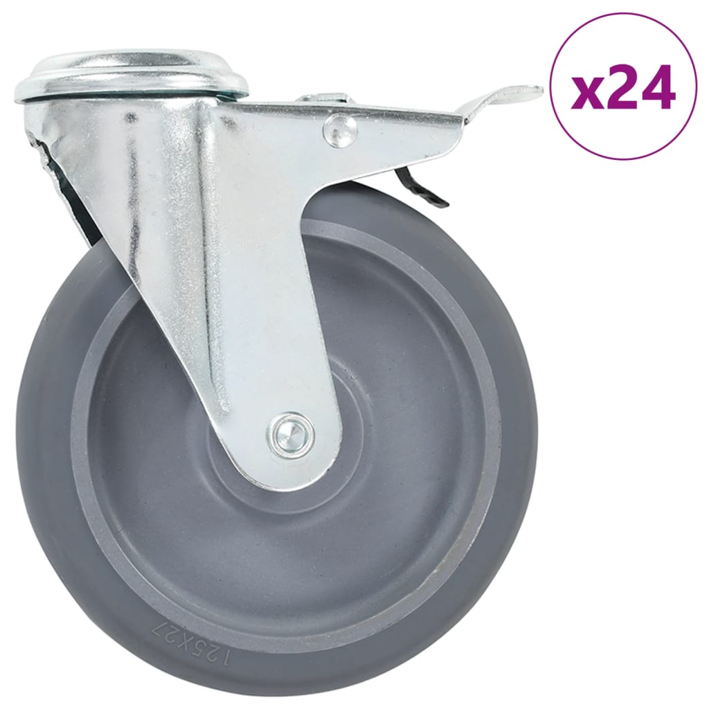 vidaXL 24 pcs Roulettes pivotantes à trou de boulon 125 mm