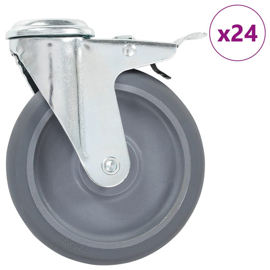 vidaXL 24 pcs Roulettes pivotantes à trou de boulon 125 mm