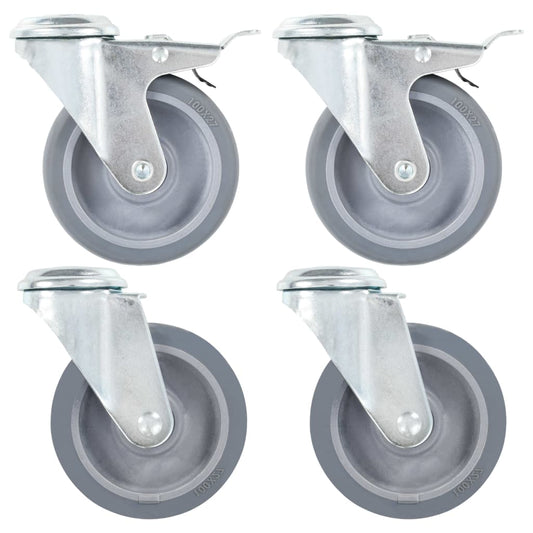 vidaXL 12 pcs Roulettes pivotantes à trou de boulon 100 mm