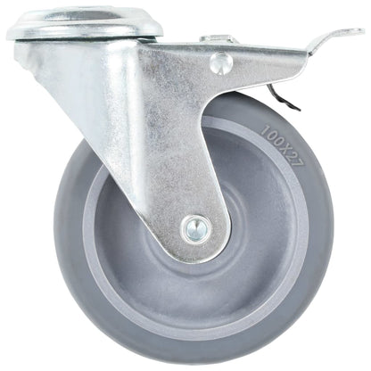 vidaXL 12 pcs Roulettes pivotantes à trou de boulon 100 mm
