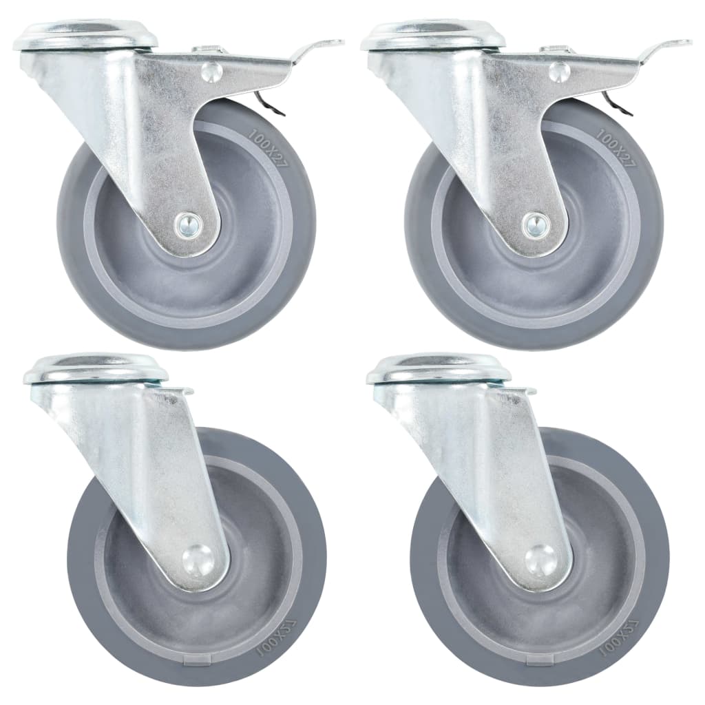 vidaXL 16 pcs Roulettes pivotantes à trou de boulon 100 mm