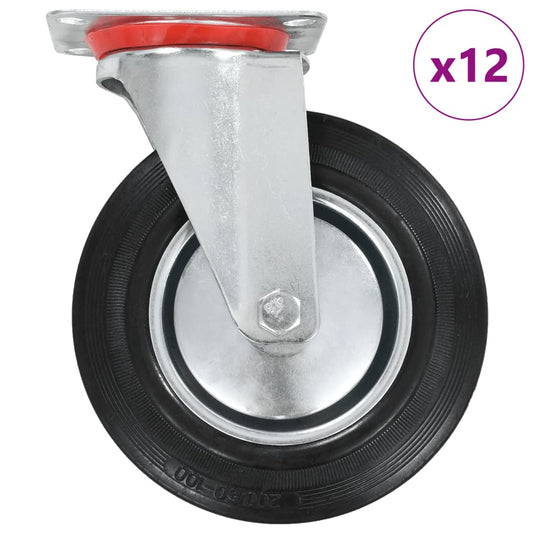 vidaXL 12 pcs Roulettes pivotantes 200 mm