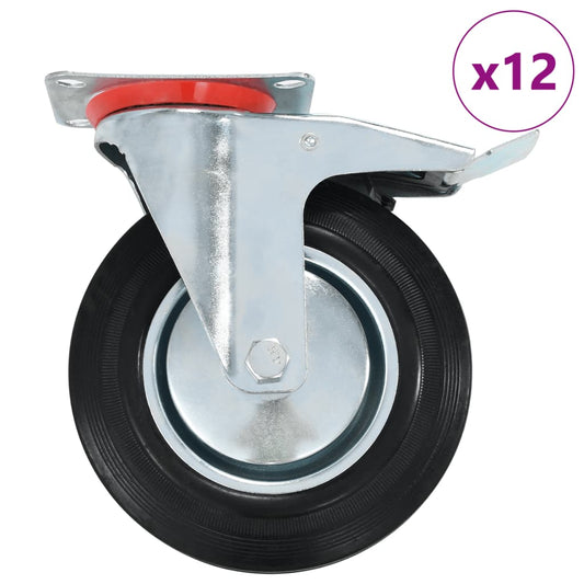 vidaXL 12 pcs Roulettes pivotantes 200 mm