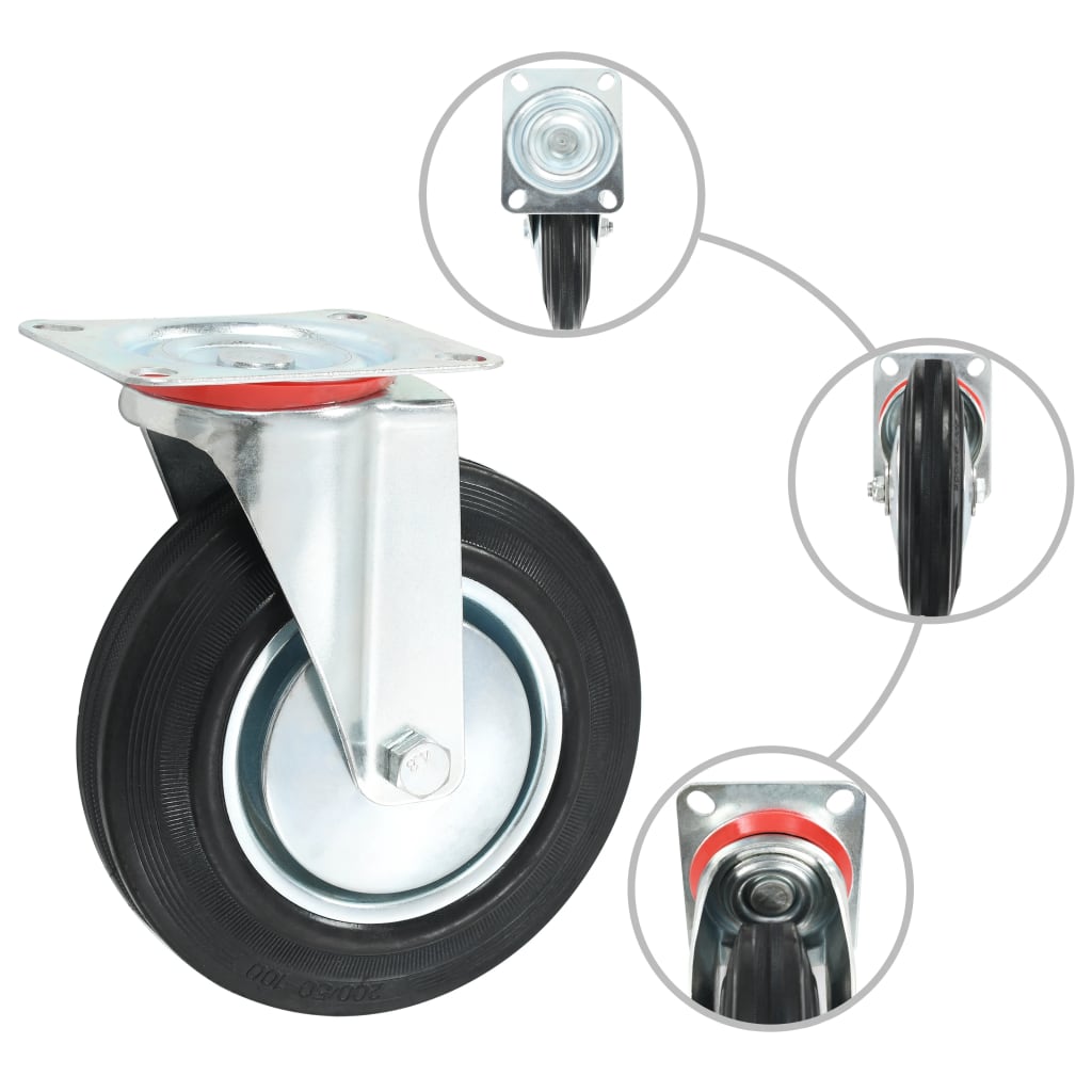 vidaXL 8 pcs Roulettes pivotantes 200 mm