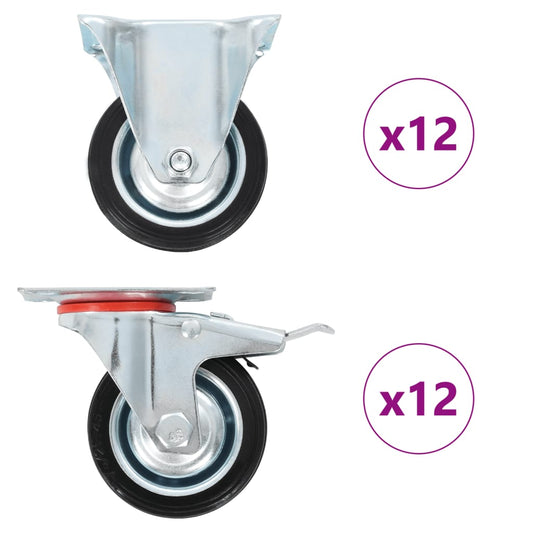 vidaXL 24 pcs Roulettes 75 mm