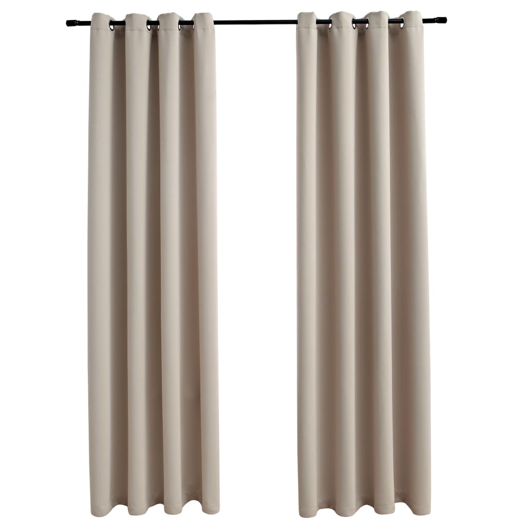 vidaXL Rideaux occultants avec anneaux en métal 2 pcs Beige 140x225 cm