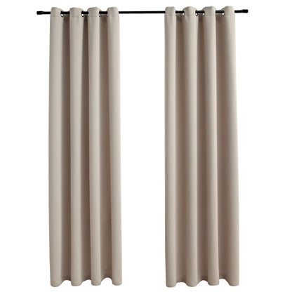 vidaXL Rideaux occultants avec anneaux en métal 2 pcs Beige 140x225 cm
