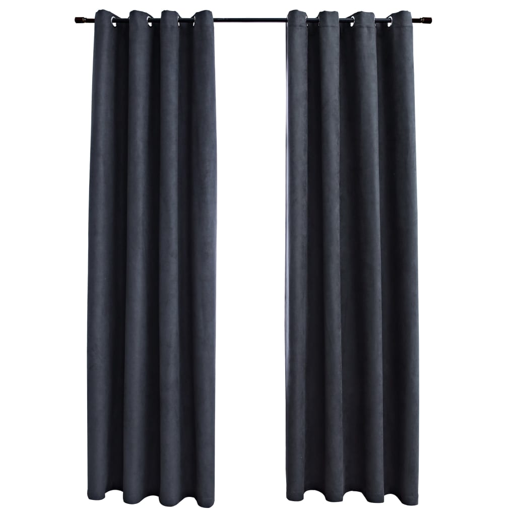 vidaXL Rideaux occultants avec anneaux Métal 2pcs Anthracite 140x225cm