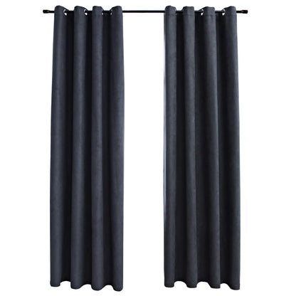 vidaXL Rideaux occultants avec anneaux Métal 2pcs Anthracite 140x225cm