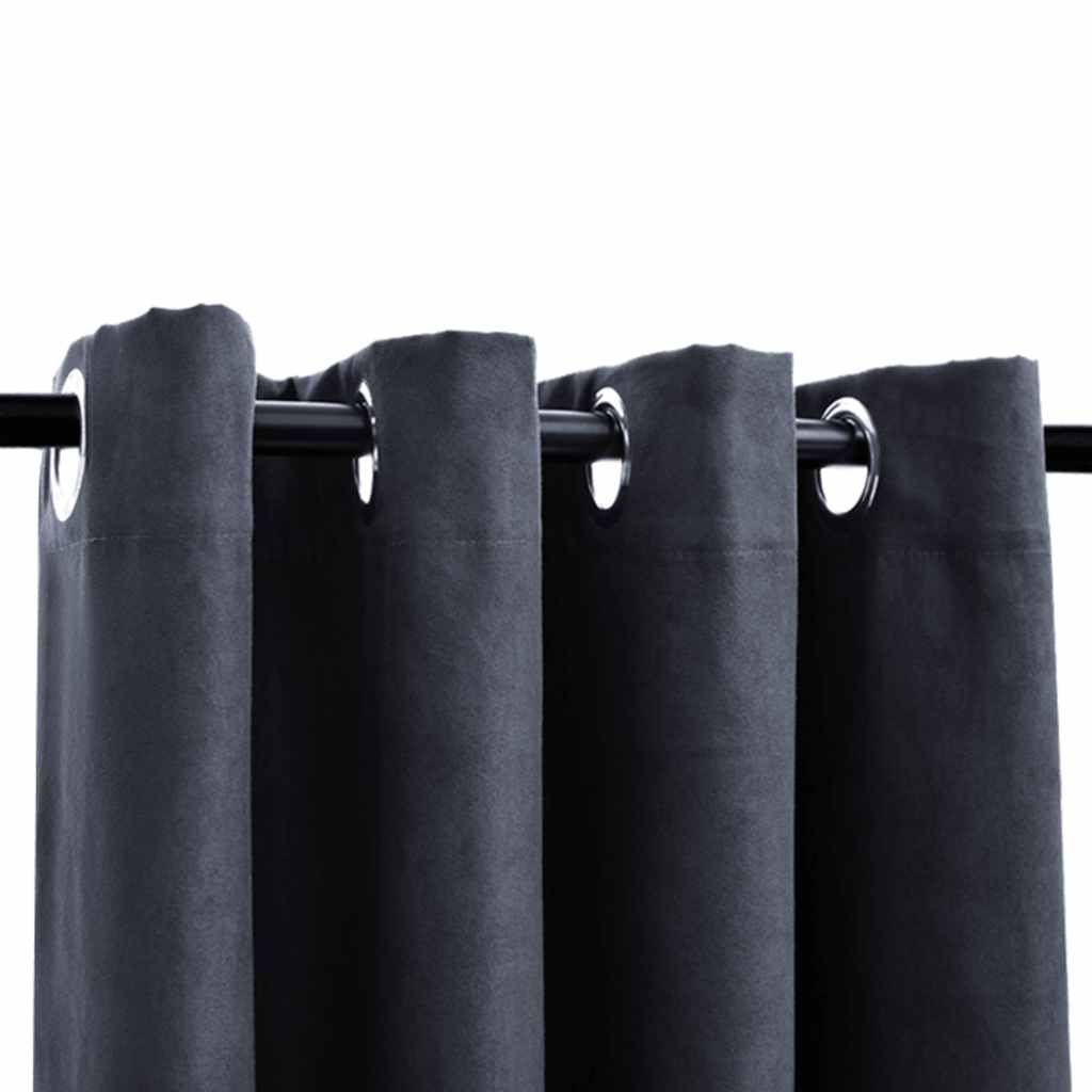 vidaXL Rideaux occultants avec anneaux Métal 2pcs Anthracite 140x225cm