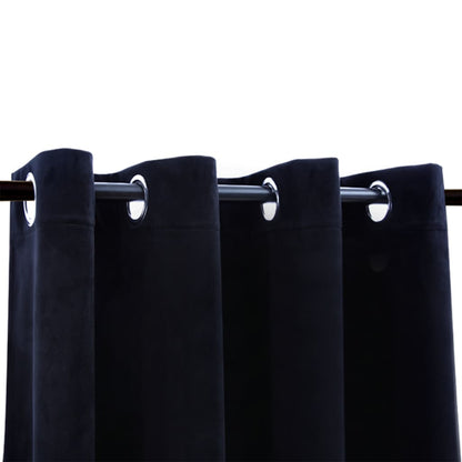 vidaXL Rideaux occultants avec anneaux 2 pcs Velours Noir 140x225 cm