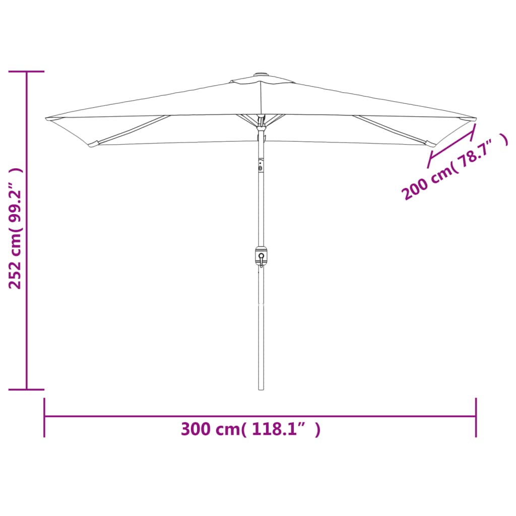vidaXL Parasol avec mât en métal 300 x 200 cm Noir