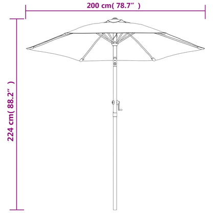 vidaXL Parasol Noir 200x224 cm Aluminium