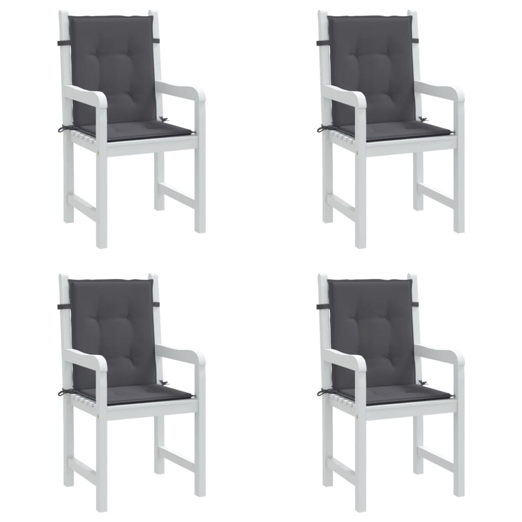 vidaXL Coussins de chaise de jardin à dossier bas lot de 4 anthracite