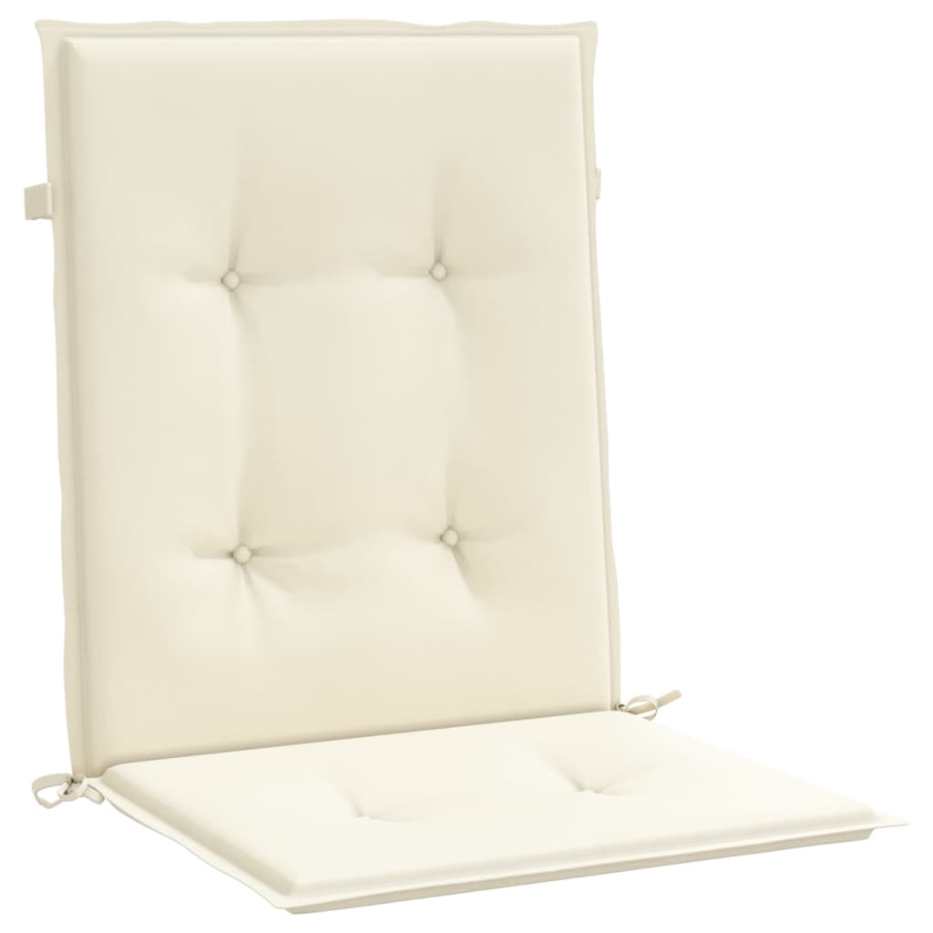 vidaXL Coussins de chaise de jardin à dossier bas lot de 2 crème